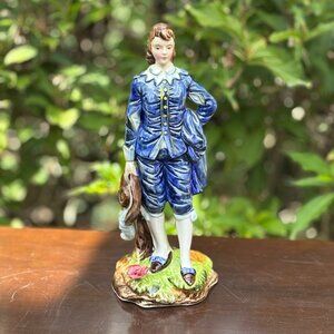 Vintage Blue Boy Figurine Porcelain Hand Painted Gainsborough Style Collectible